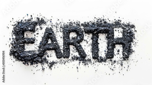 Handwriting art depicts Earth in black glitter on white background