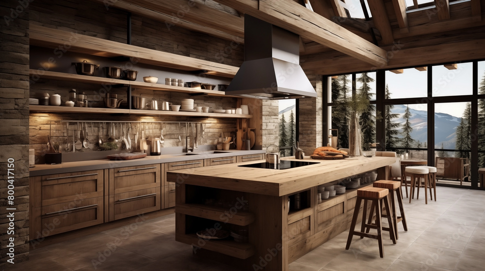 Contemporary rustic kitchen interior design.