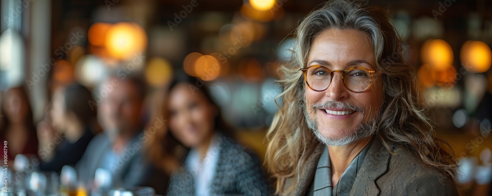 Business coworkers in a meeting with female consultant at cafe