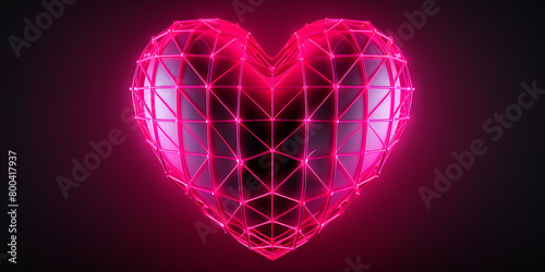 Y2k grid wireframe hearts. 2000s Y2k retro-futuristic aesthetic Happy Valentines Day  © Hazrat