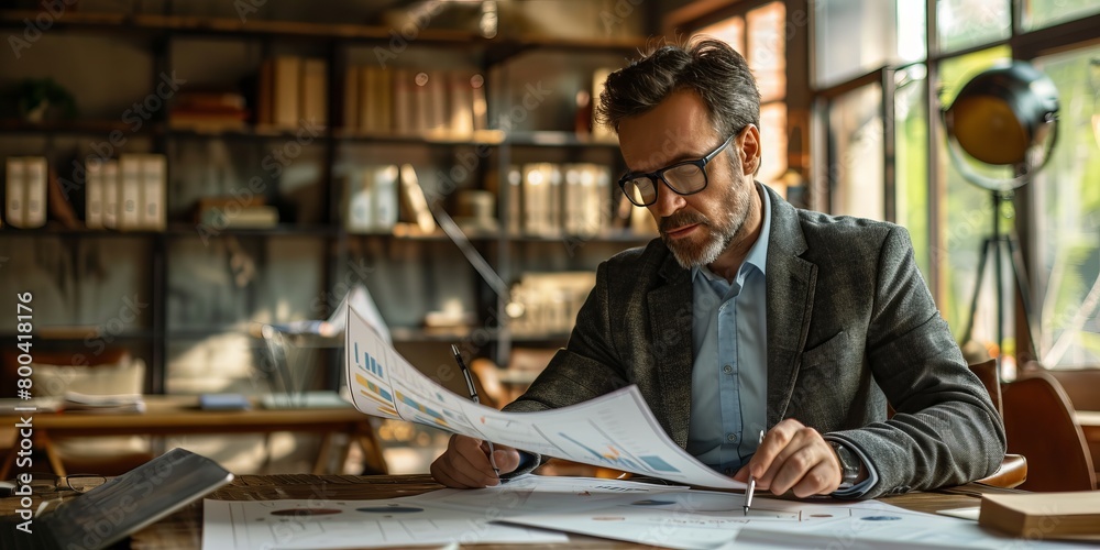 businessman working in office as an architect businessman working in office as an architect