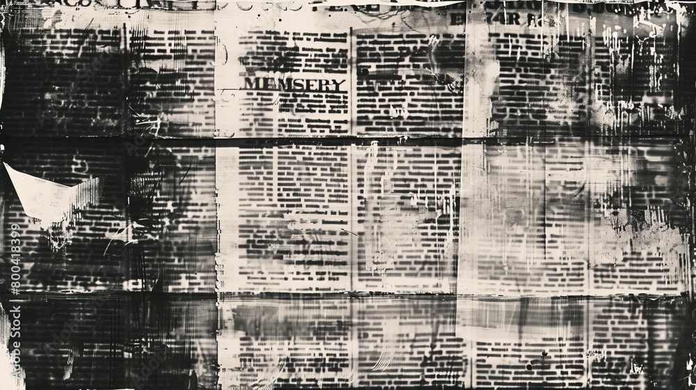 Cool grungy y2k old newspaper with a negative photocopy effect . Rough brutal elements for 90s vintage design. Ai generative. Cool grungy y2k old newspaper with a negative photocopy effect . Rough brutal elements for 90s vintage design. Ai generative.
