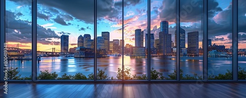 Boston city skyline Modern Seaport District video window view © Влада Яковенко