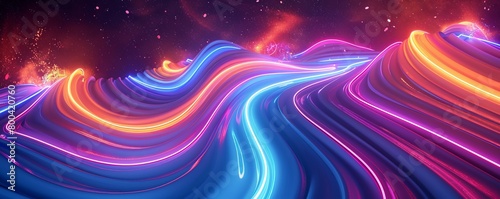 Abstract background of glowing neon lights in alpha shaped lines