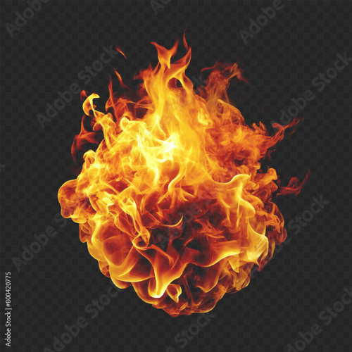 Fire on a transparent background. Vector graphic on transparent background.