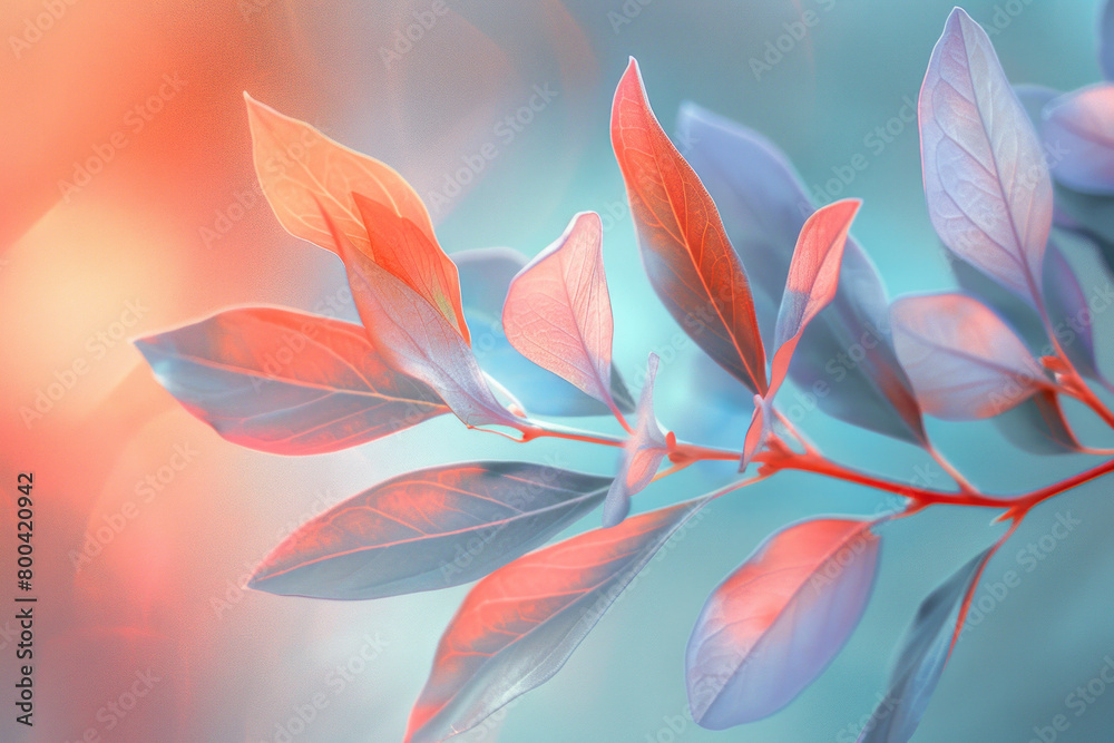 Fototapeta premium An abstract design featuring soft, flowing colors and an olive branch in the center, representing the hope for peace,