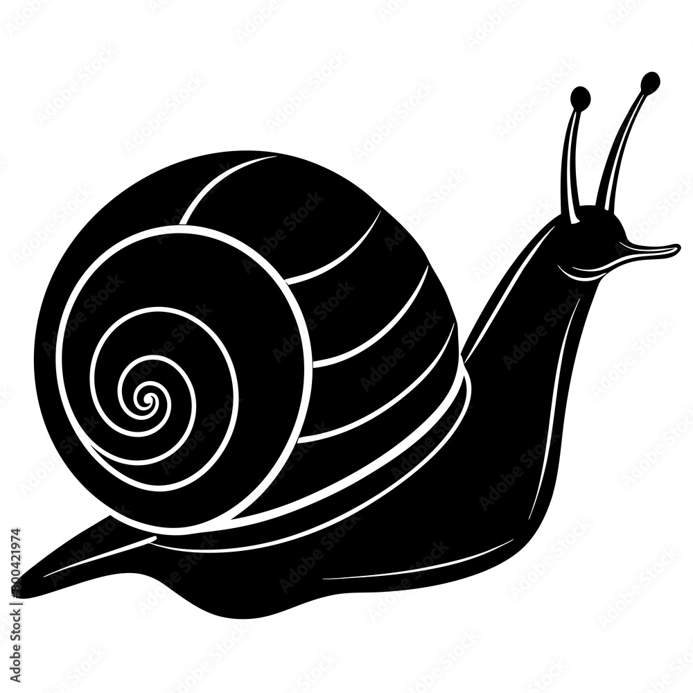 Snail silhouette vector illustration isolated on white background. Snail logotype Vector Illustration Snail silhouette vector illustration isolated on white background. Snail logotype Vector Illustration