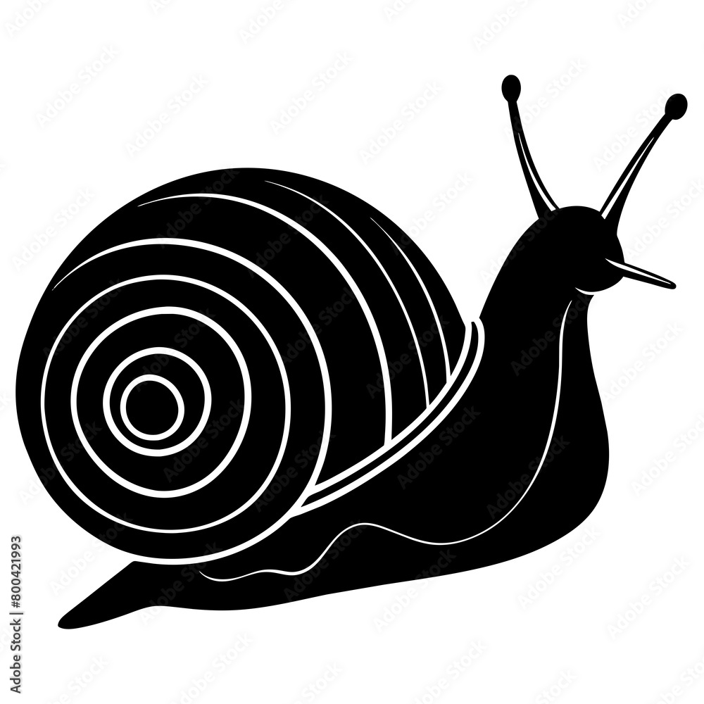 Vecteur Stock Snail silhouette vector illustration isolated on white ...