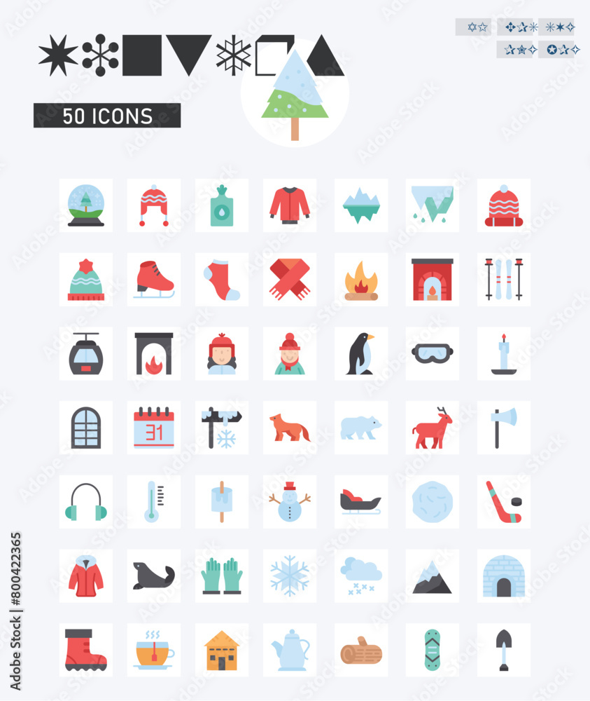 Fototapeta premium Winters icons vector image