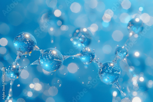 A design featuring the molecular structure of water, with each molecule connecting to form a larger aquatic scene,