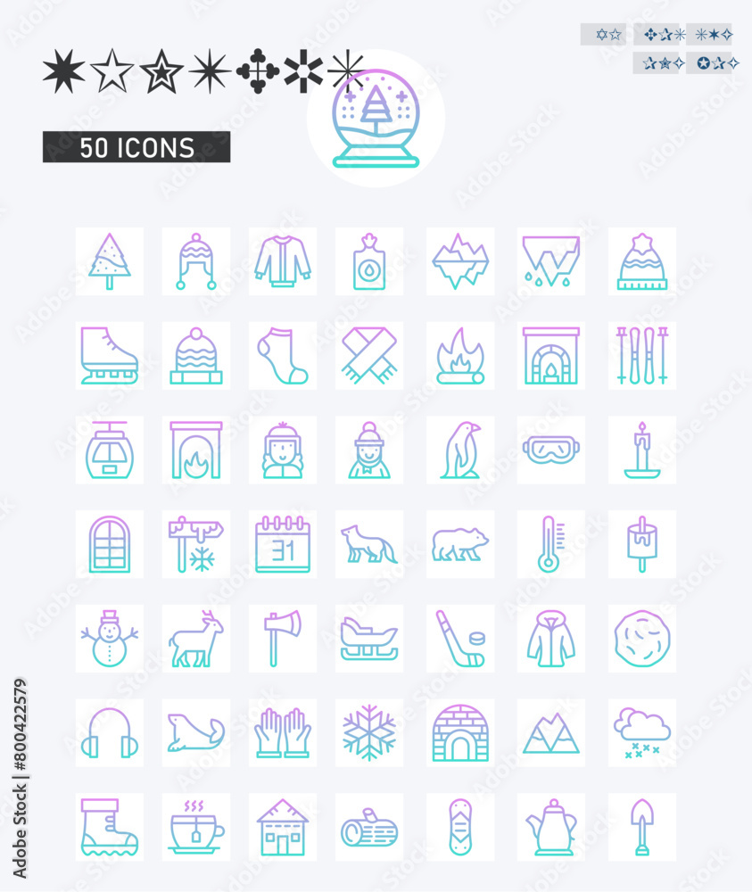 Fototapeta premium Winters icons vector image