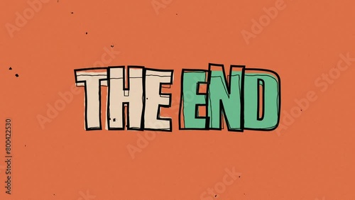 The end hand drawn title text animation retro vintage color style sign photo