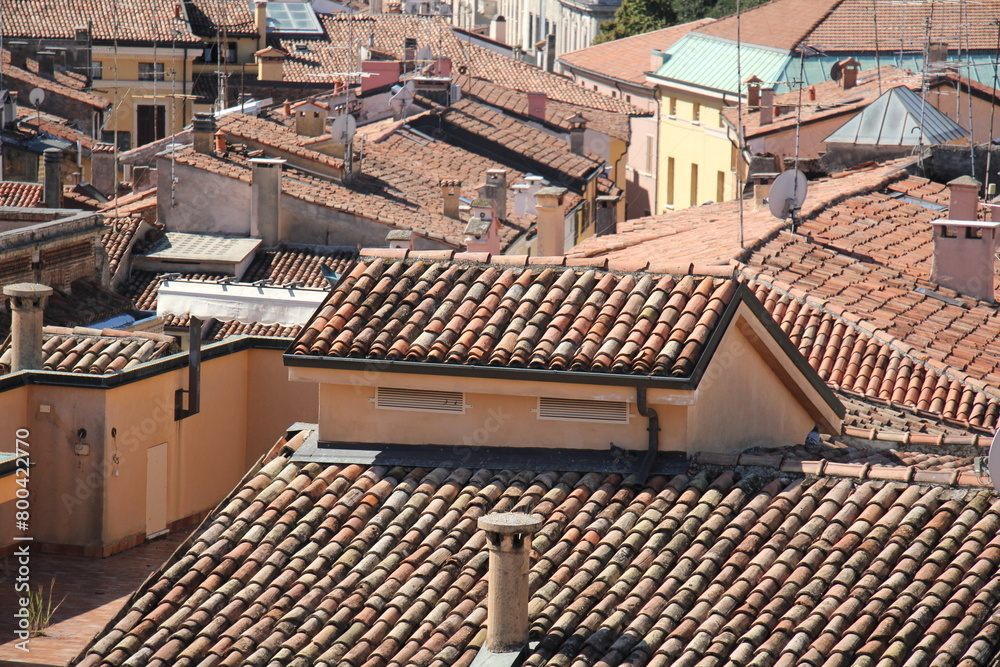 Mantova Italy 10 09 2023 . Red tiled roofs in the city of Mantua. Mantova Italy 10 09 2023 . Red tiled roofs in the city of Mantua.