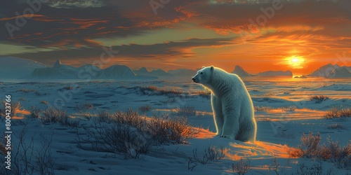 Arctic Sentinel: Lone Polar Bear Watch. photo