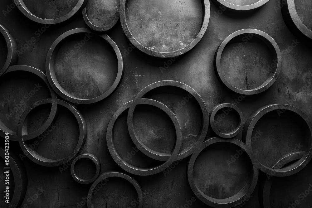 An arrangement of overlapping circles in varying opacities of black, creating a sense of depth and complexity through simplicity, An arrangement of overlapping circles in varying opacities of black, creating a sense of depth and complexity through simplicity,