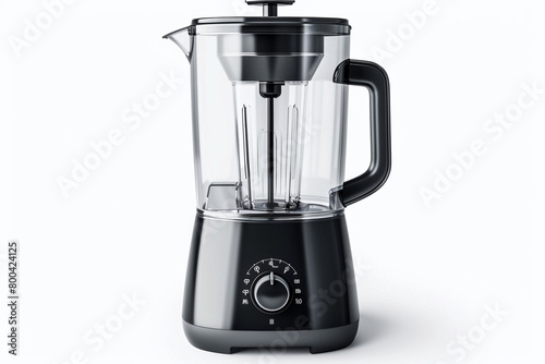 A blender with a sleek black exterior and a touch-sensitive control panel isolated on a solid white background.