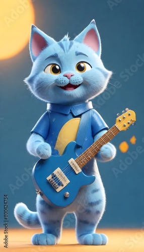 Cartoon cat playing an instrument © richard