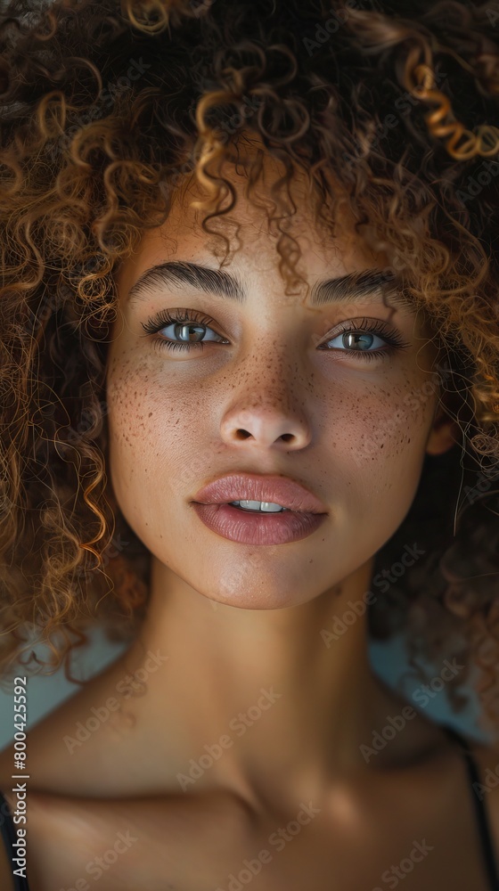 Fototapeta premium Portrait of curly-haired woman