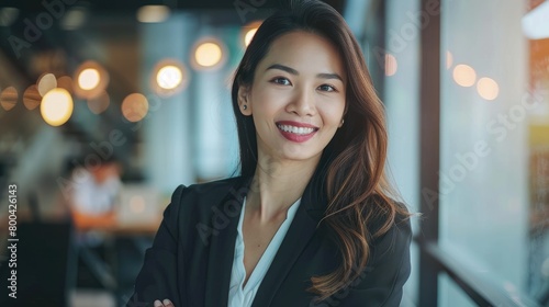 Asian Businesswoman on a team meeting in a modern office setting