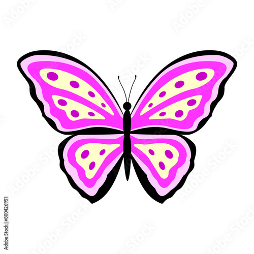 Butterfly. Color vector illustration in flat style. PNG with transparent background. © Helen 