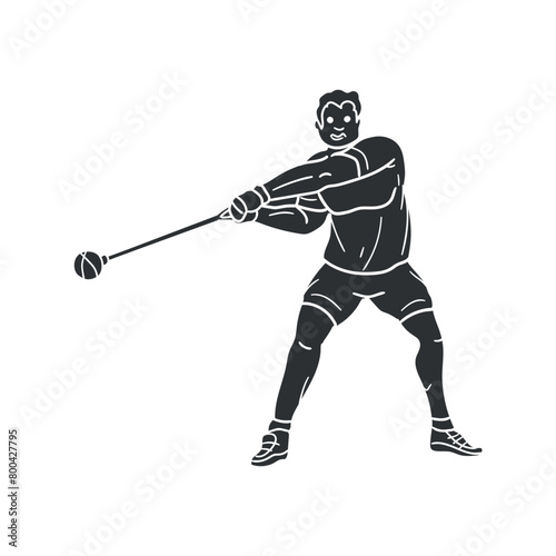 Hammer Throw Icon Silhouette Illustration. Olympics Vector Graphic Pictogram Symbol Clip Art. Doodle Sketch Black Sign.