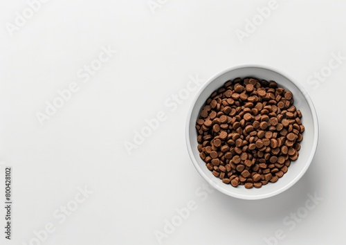 A bowl of dog food on a white background