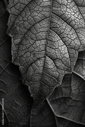 An intricate macro of a leaf's surface, detailing the veins and tiny droplets of water for a fresh, organic look.