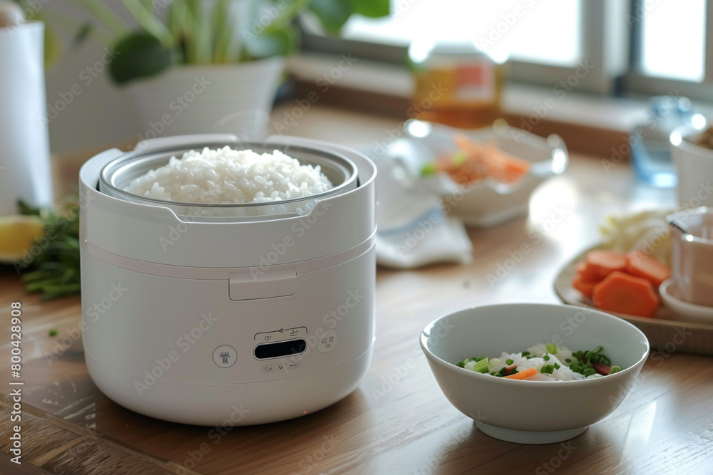 A compact rice cooker with a glass lid, allowing you to monitor the cooking progress. A compact rice cooker with a glass lid, allowing you to monitor the cooking progress.