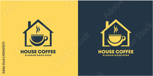 Coffee House Icon Logo Symbol. Creative Minimalist Vector Logo Design photo