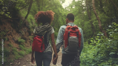 Couple Trekking in Forest