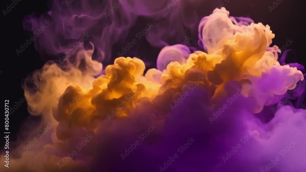 the purple and yellow smoke blends together the purple and yellow smoke blends together