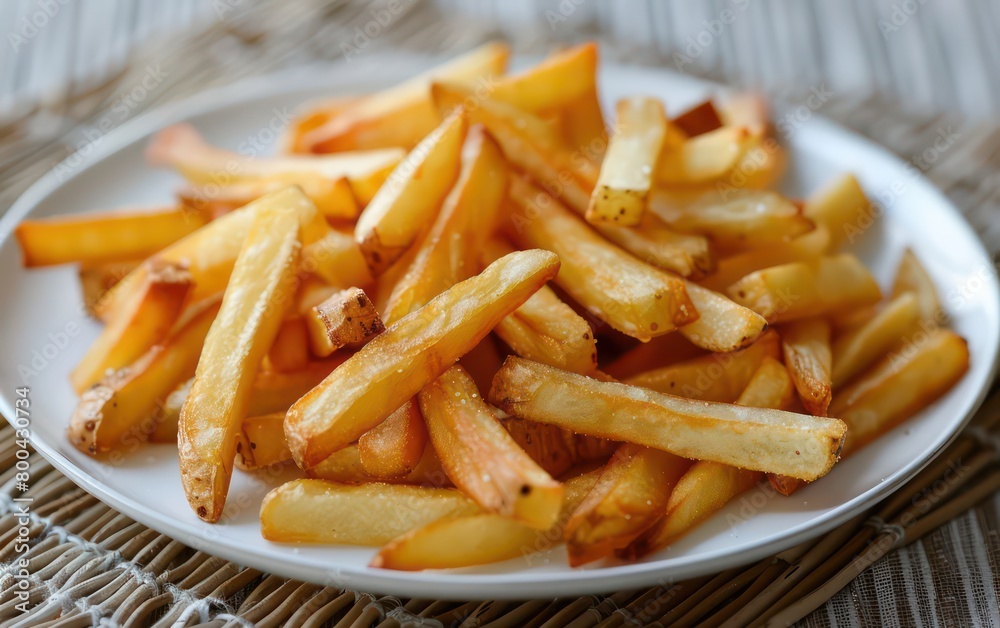 perfect french fries in a white plate perfect french fries in a white plate