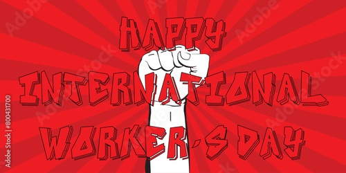 1 may card international workers day and colorful background