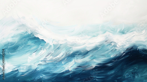 A poetic and serene wave with soft brushstrokes, elegantly displayed on a clean white canvas. © Hamza