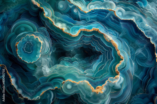 An abstract rendering of chrysocolla, with its vibrant blue and green hues resembling painted watercolor, photo