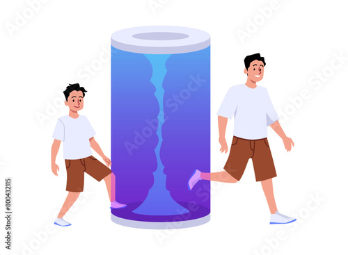 Casual teleportation experience vector illustration