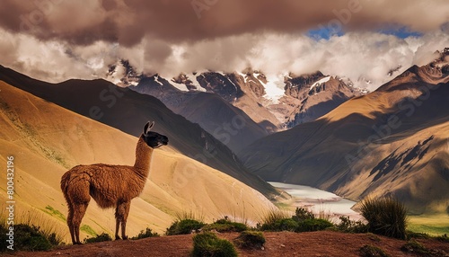 Llama alpaca in the mountains
