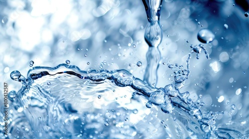 Blue water splash isolated on background.