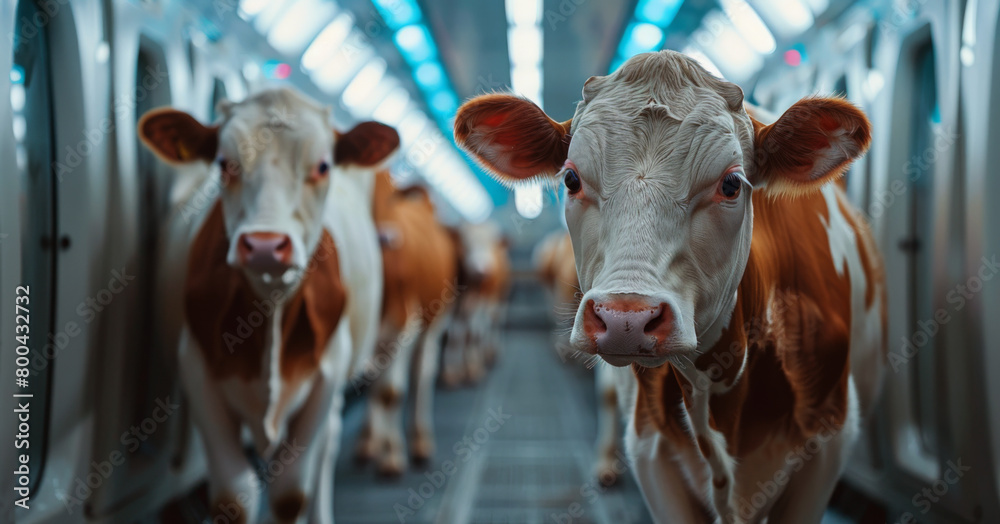 Cattle Inside a Modern Dairy Farm Stall