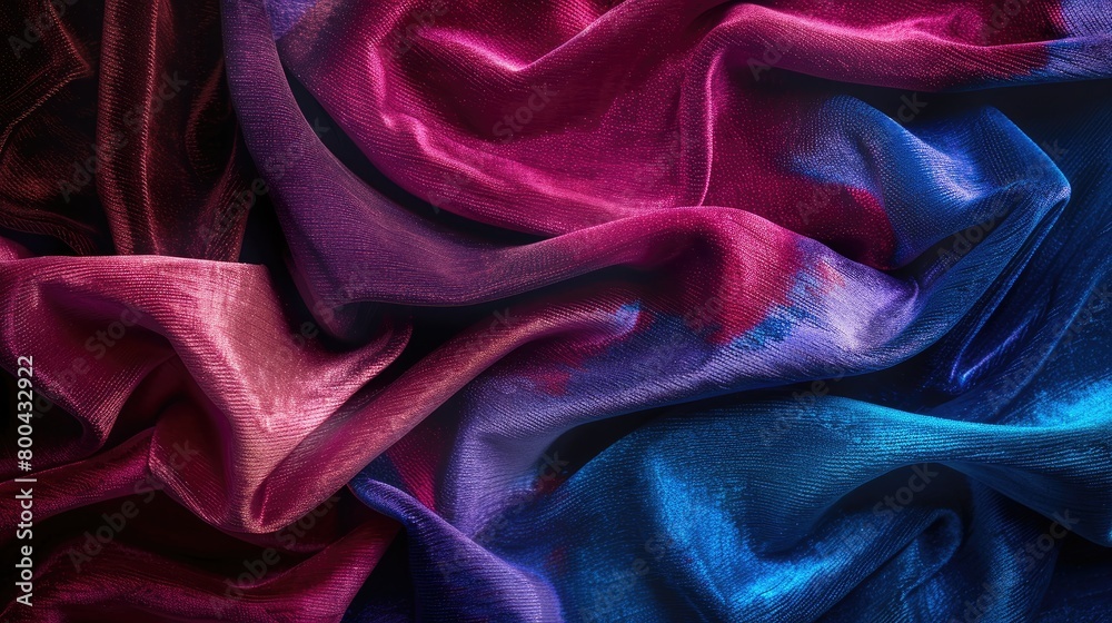 Obraz premium A close up of a crumpled piece of iridescent fabric.