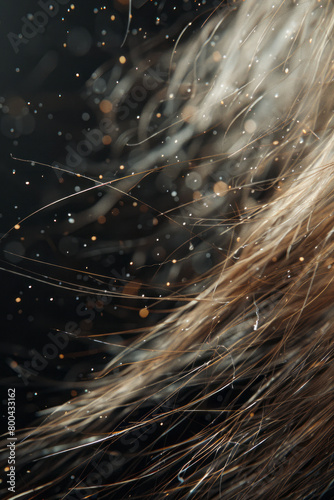 An artistic representation of hair follicles and strands, magnified to emphasize their complex growth patterns, photo