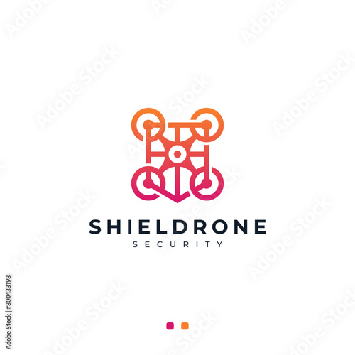 drone with shield for security  spying and protection logo