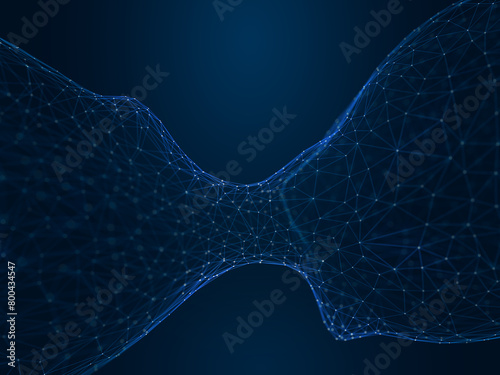 Abstract futuristic low poly technology background, geometry triangles with connected dots and lines. Virtual 3D illustration of network structure.