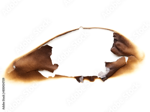 Burned paper hole design element isolated on white background © Nik_Merkulov