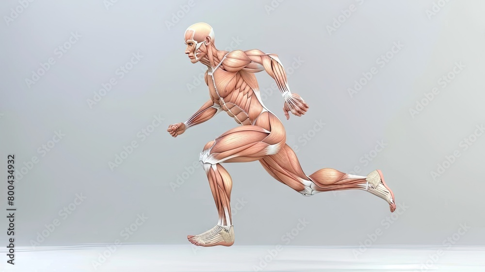 Fototapeta premium Dynamic Muscle Model Showcasing Running Muscles