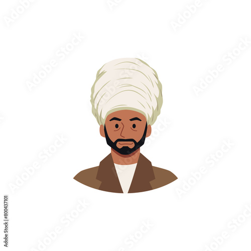 Confident man with white turban vector illustration