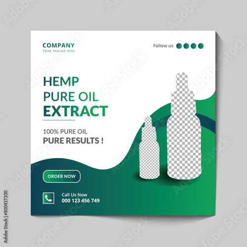 Hemp oil extract social media post and banner template