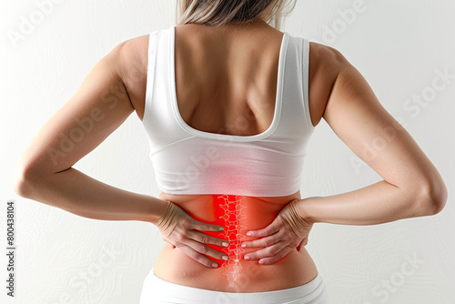 woman with a back pain on her back