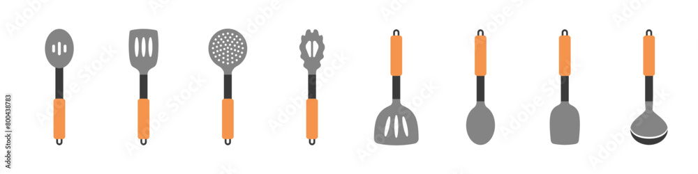 Kitchen icons set. Kitchen utensils icon set. Tools for cooking. Stylish spatulas, spoons, forks for cooking. Utensils for cooking are colored with patterns. Kitchen icons set. Kitchen utensils icon set. Tools for cooking. Stylish spatulas, spoons, forks for cooking. Utensils for cooking are colored with patterns.