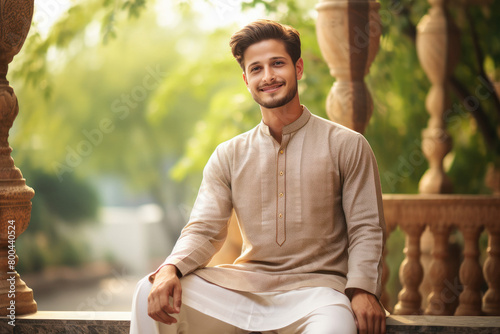 Young indian man in traditional wear kurta pajama. © Neha